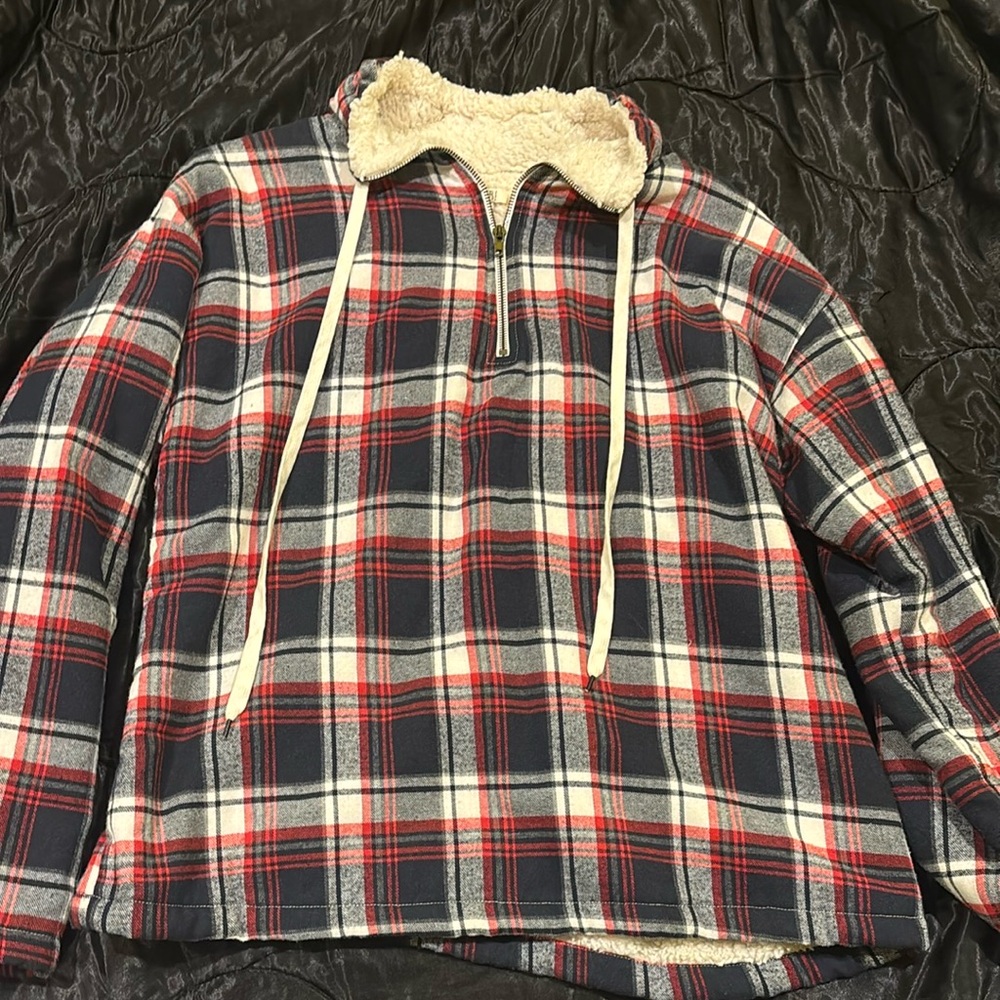 Kori Red and Black Zip Up Sweater with Cozy Lining